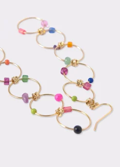 Brincos Compridos 5 Argolas Pedras