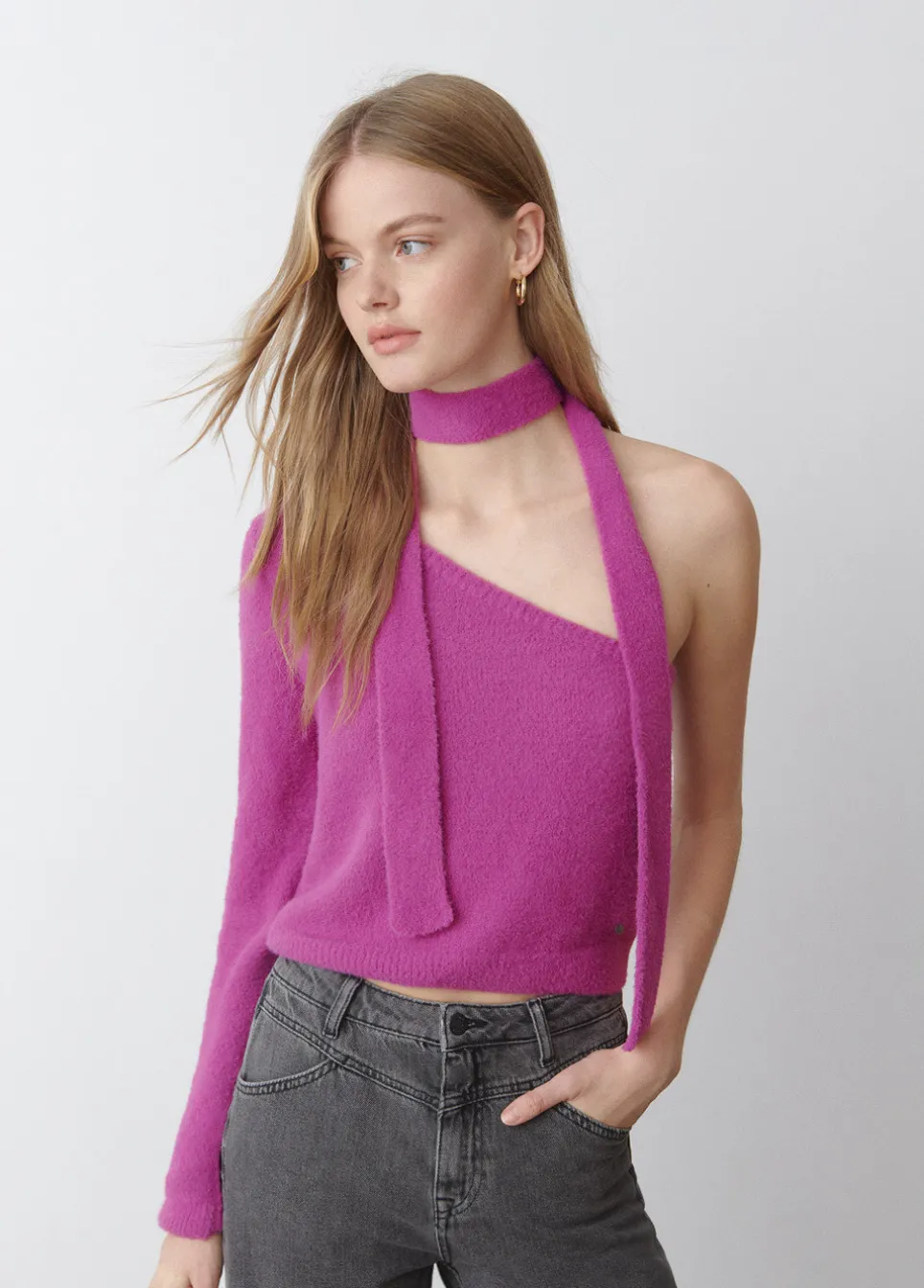 Camisola Assimetrica Pelo Cachecol