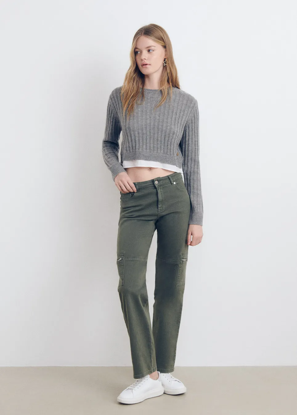 Camisola Cropped Com Detalhe De Camisa