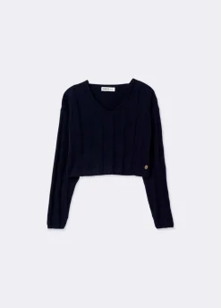 Camisola Cropped Gola Em Bico