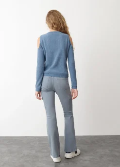 Camisola De Chenille Com Ombros Descob