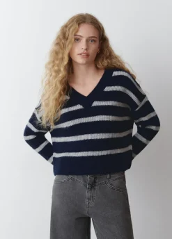 Camisola Decote Bico Riscas