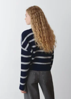 Camisola Decote Bico Riscas