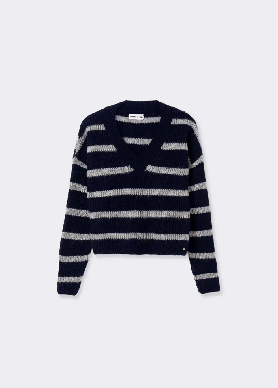 Camisola Decote Bico Riscas