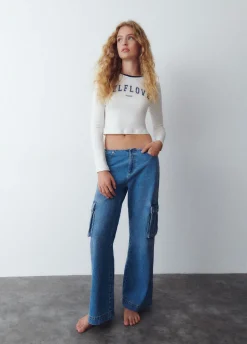 Jeans Cargo Com Cintura Baixa
