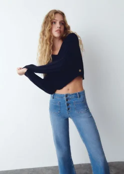 Jeans Culotes Com Botoes Frontais