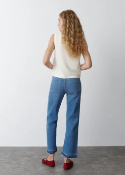 Jeans Culotes Com Botoes Frontais