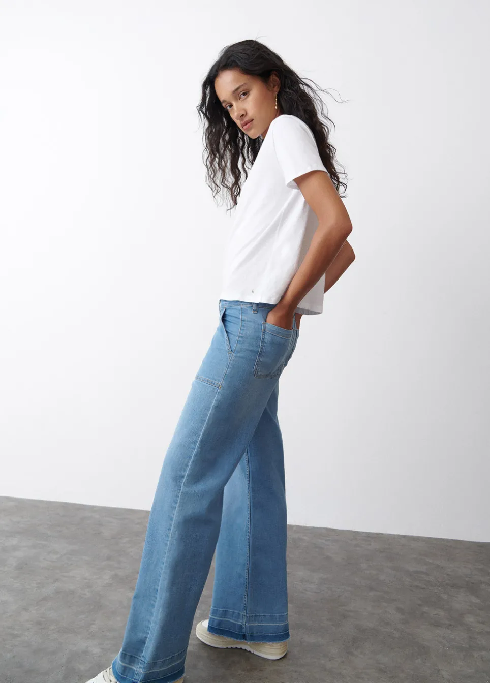 Jeans Culotte Bainha Desdobrada