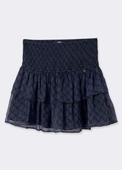 Saia Folhos Cintura Smock
