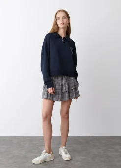 Sweatshirt Com Fecho-Eclair E Bordado