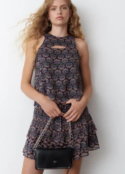Top Com Estampado Indio De Lurex Com Cut Out