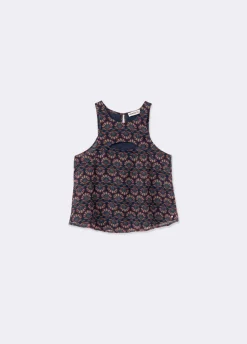 Top Com Estampado Indio De Lurex Com Cut Out