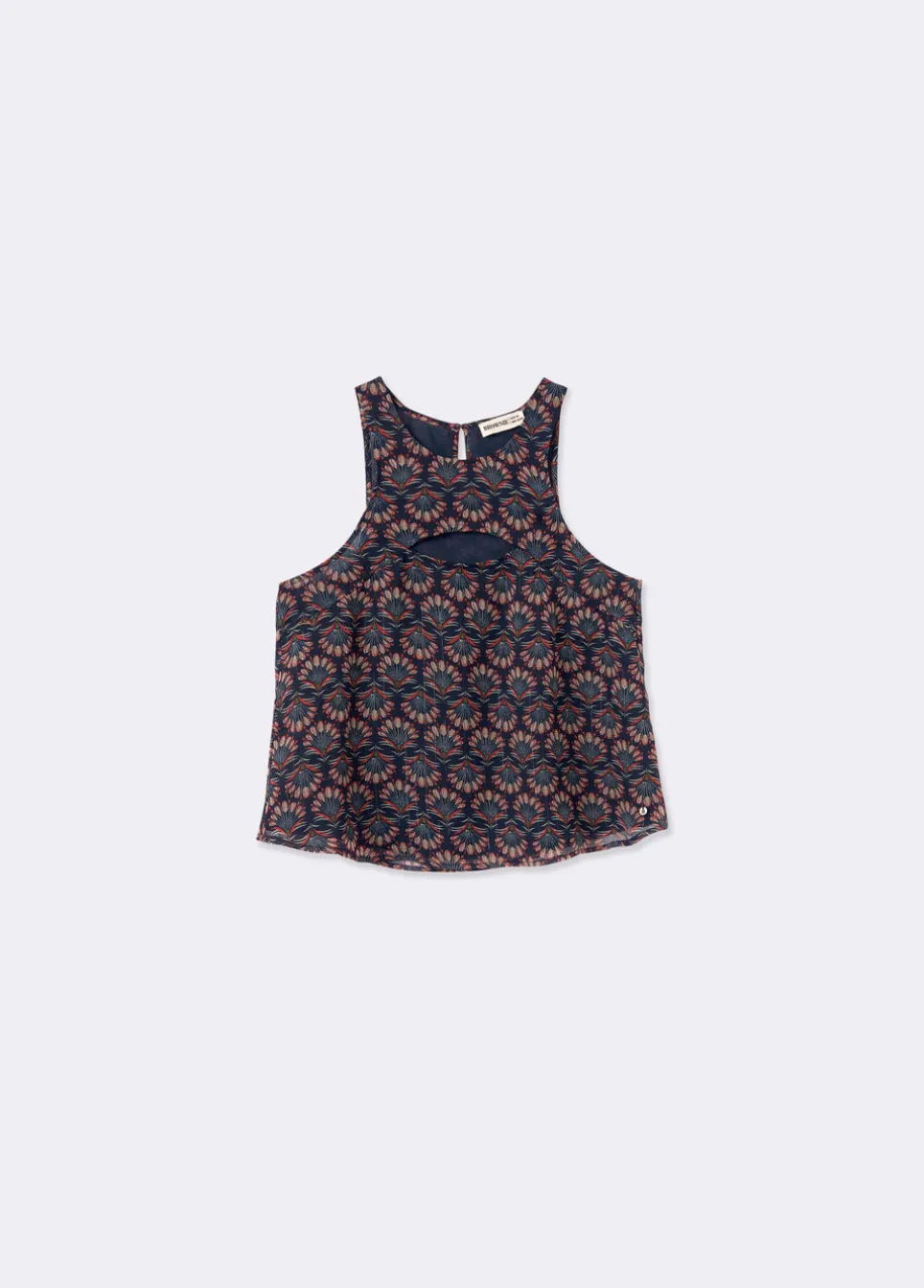 Top Com Estampado Indio De Lurex Com Cut Out