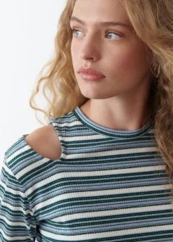T-Shirt As Riscas Com Cut Out