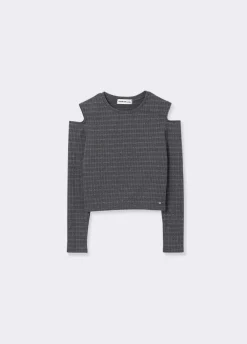 T-Shirt Decote Ombros Riscas