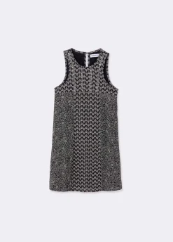 Vestido Com Duplo Estampado E Brilhante