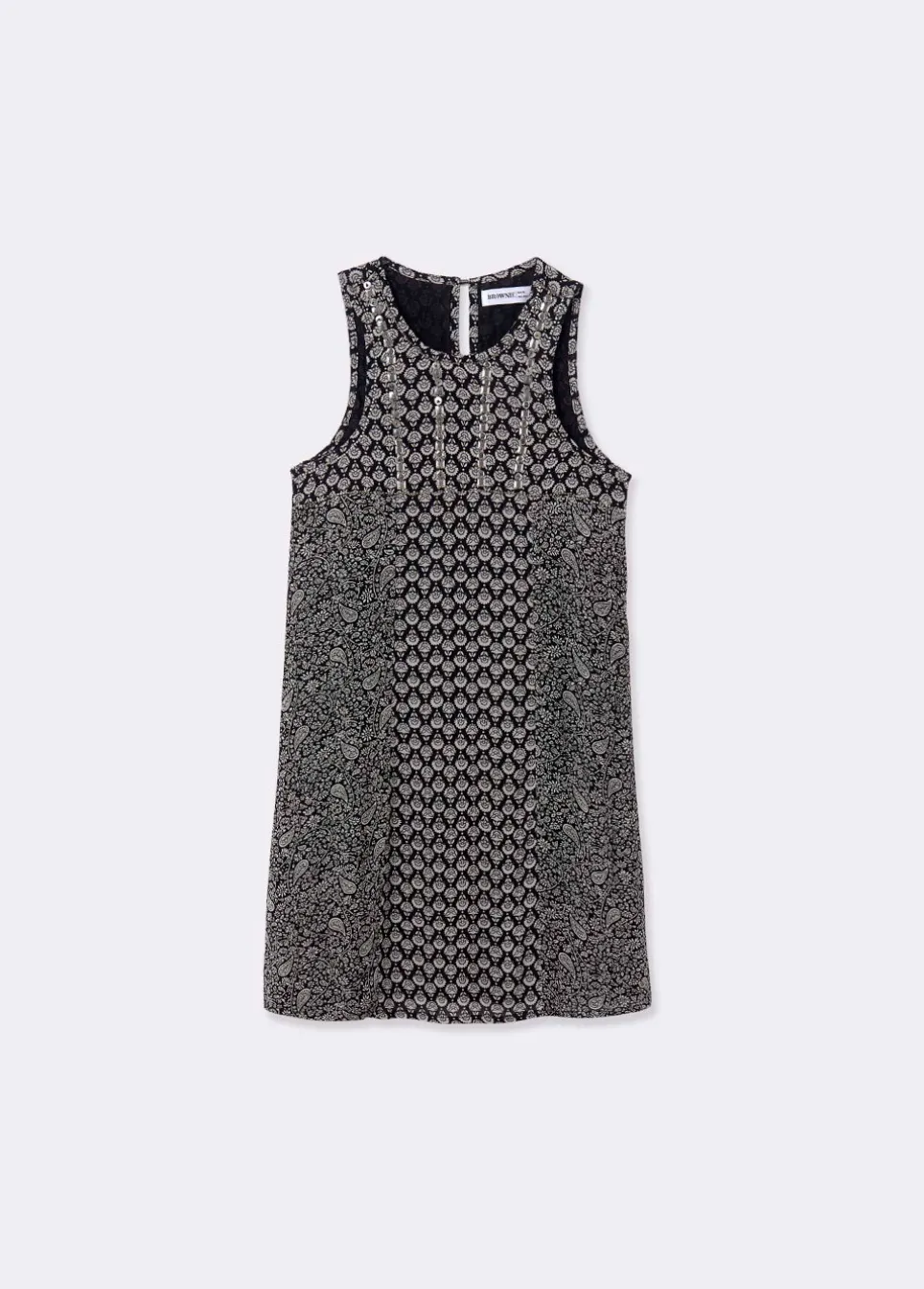 Vestido Com Duplo Estampado E Brilhante