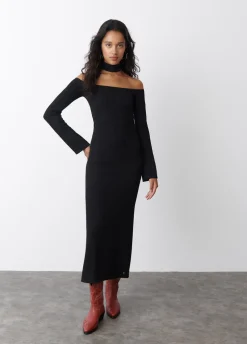 Vestido Comprido Com Decote E Ombros Com Chock