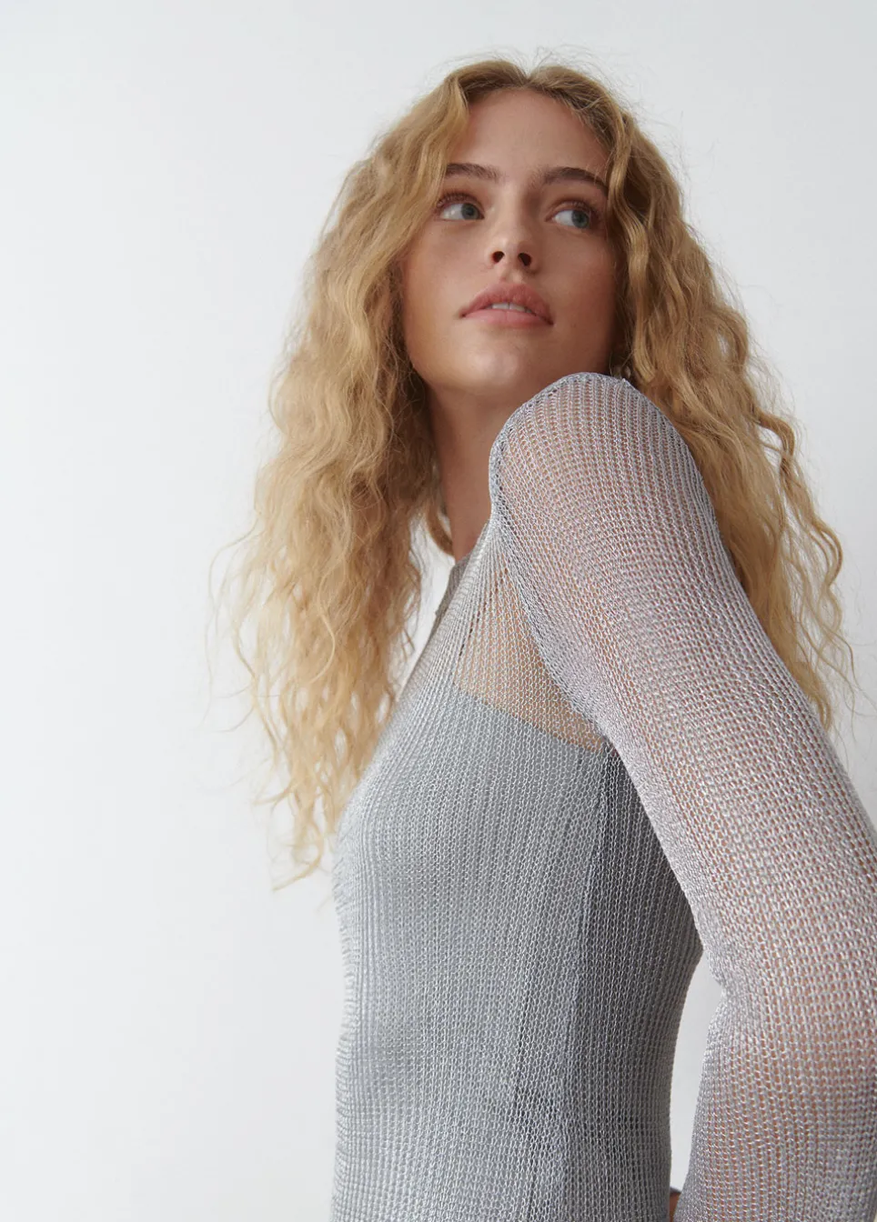 Vestido Rendilhado Fio Metaliz